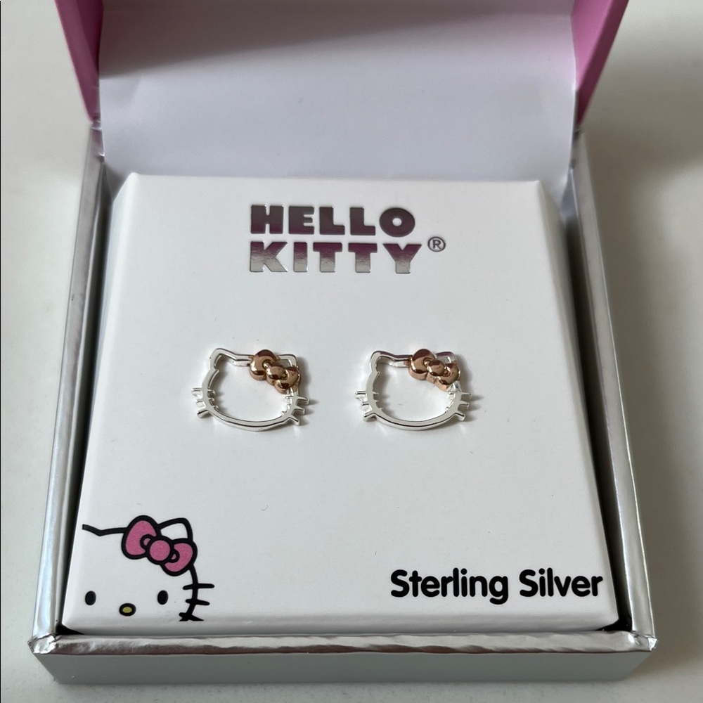 Hello Kitty Silver and Rose Gold Earrings